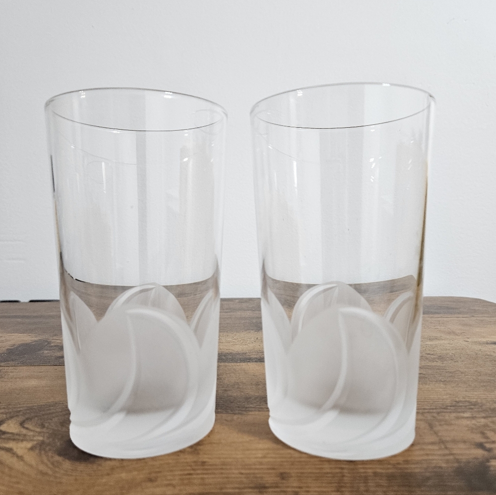 Cristal D'Arques-Durand Florence 2 Blown Glass Highball Tumblers Retired France‎
